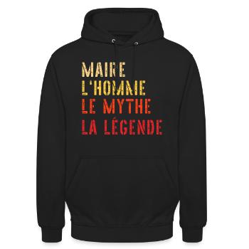 Maire L'homme Le Mythe La Légende Officier Municip - Sweat-shirt à capuche unisexe - noir - Devant - Alina (178cm) & Michal (187cm)