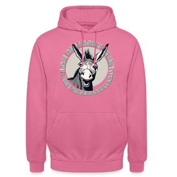 Ich bin nicht stur, nur Meinungsstabil - Esel - Unisex Hoodie - Pink - Vorne - Alina (178cm) & Michal (187cm)