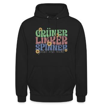 gruener linker spinner - Unisex Hoodie - Schwarz - Vorne - Alina (178cm) & Michal (187cm)