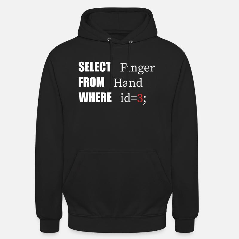 Doigt de sélection à la main, code amusant. Langage des codeurs - Sweat-shirt à capuche unisexe - noir