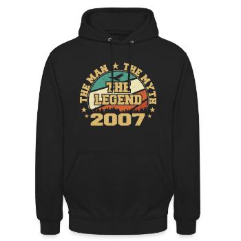 2007 Geburtstag geboren im Jahr 2007 Retro Vintage - Unisex Hoodie - Schwarz - Vorne - Alina (178cm) & Michal (187cm)