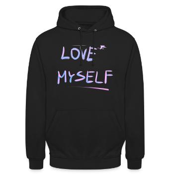 ich mich selbstliebe linie - Unisex Hoodie - Schwarz - Vorne - Alina (178cm) & Michal (187cm)