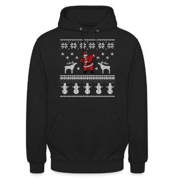 Ugly Christmas - Dabbing Santa Claus Dab Dance - Sweat-shirt à capuche unisexe - noir - Devant - Alina (178cm) & Michal (187cm)