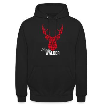 Schwarzwälder Hirsch Schwarzwald Reh - Unisex Hoodie - Schwarz - Vorne - Alina (178cm) & Michal (187cm)