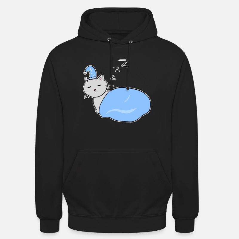 chat fatigué sommeil nuit animal - Sweat-shirt à capuche unisexe - noir
