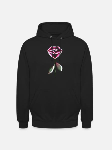 pink rose flower symbol - Unisex Hoodie - black