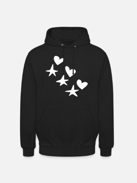 Hearts Stars Pattern Icon - Unisex Hoodie - black