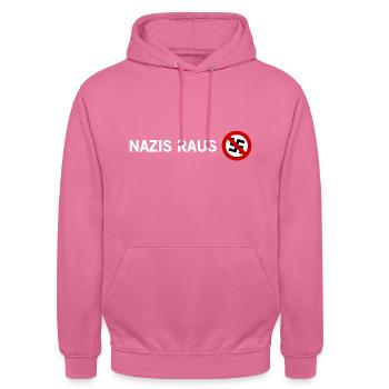 Anti Nazi Spruch - Unisex Hoodie - Pink - Vorne - Alina (178cm) & Michal (187cm)