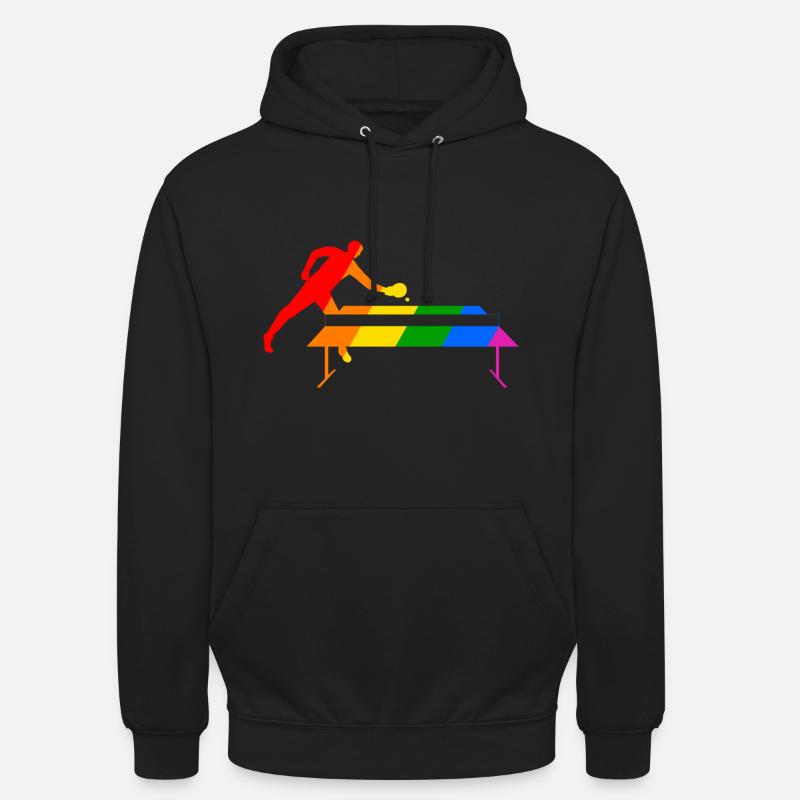 Tennis de table arc-en-ciel - Sweat-shirt à capuche unisexe - noir