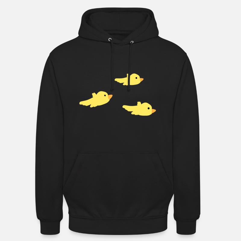 trois oiseaux symbole jaune mouche - Sweat-shirt à capuche unisexe - noir