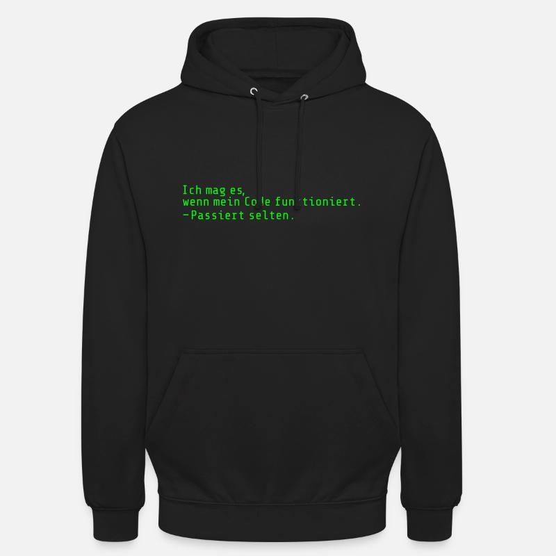 Programmierer-Humor: Code funktioniert selten - Unisex Hoodie - Schwarz