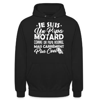 T-shirt pour Motards - Papa Motard très Cool - Sweat-shirt à capuche unisexe - noir - Devant - Alina (178cm) & Michal (187cm)