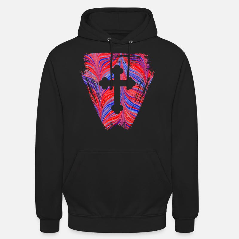 croix 4 e 279 - Sweat-shirt à capuche unisexe - noir