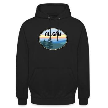 Allgäu - Unisex Hoodie - Schwarz - Vorne - Alina (178cm) & Michal (187cm)