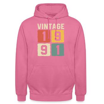 Millésime 1991 Né en 1991 - Sweat-shirt à capuche unisexe - rose - Devant - Alina (178cm) & Michal (187cm)
