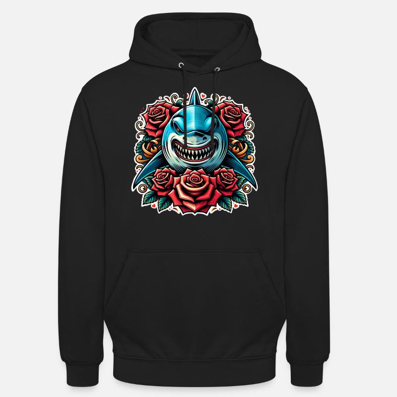 Requin - Sweat-shirt à capuche unisexe - noir