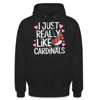 Cardinal Rouge Cardinal Vogel Rouge Cardinal - Sweat-shirt à capuche unisexe - noir - Devant - Alina (178cm) & Michal (187cm)