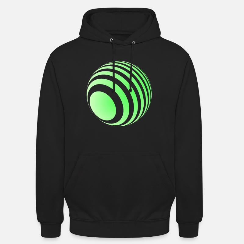 Boule 3D avec rayures vertes - Sweat-shirt à capuche unisexe - noir