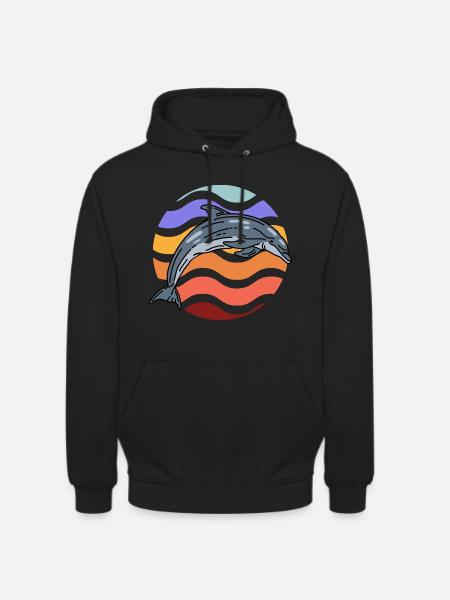 Dolphin in wave pattern - Unisex Hoodie - black