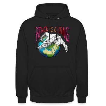 Die Friedenstaube Weint Und Hält Die Erde Fest - Unisex Hoodie - Schwarz - Vorne - Alina (178cm) & Michal (187cm)