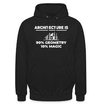Architecture Funny🏰: 90% Geometry, 10% Magic - Unisex Hoodie - black - Front - Alina (178cm) & Michal (187cm)
