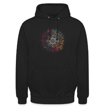 Encre d’aérographe colorée Boho Mandala - Sweat-shirt à capuche unisexe - noir - Devant - Alina (178cm) & Michal (187cm)