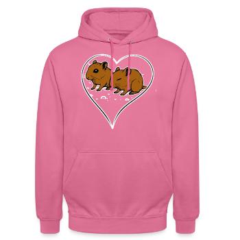 J’adore mon cœur de gerbille - Sweat-shirt à capuche unisexe - rose - Devant - Alina (178cm) & Michal (187cm)