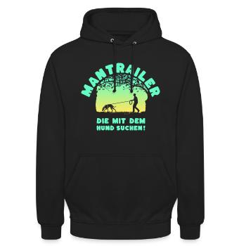 Mantrailer - die mit dem Hund suchen Jagdhund M S - Unisex Hoodie - Schwarz - Vorne - Alina (178cm) & Michal (187cm)