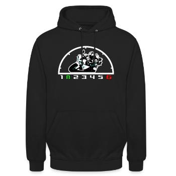 R1 1UP6DOWN - Unisex Hoodie - Schwarz - Vorne - Alina (178cm) & Michal (187cm)