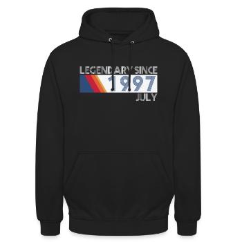Retro SiFi Legendary since July 1997 - Geburtstag - Unisex Hoodie - Schwarz - Vorne - Alina (178cm) & Michal (187cm)