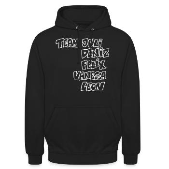 Die Wilden Kerle Team Namen Weiß - Unisex Hoodie - Schwarz - Vorne - Alina (178cm) & Michal (187cm)