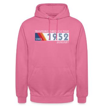 Funny Zeitreise Geburtstags Design January 1952 - Unisex Hoodie - Pink - Vorne - Alina (178cm) & Michal (187cm)