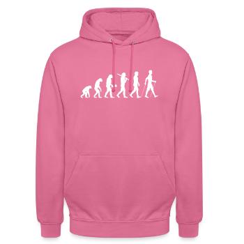 Nordic Walking Evolution Nordic Walker Geschenk - Unisex Hoodie - Pink - Vorne - Alina (178cm) & Michal (187cm)