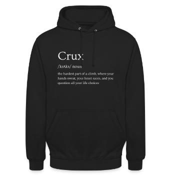 Définition de Crux (escalade, bloc) - Sweat-shirt à capuche unisexe - noir - Devant - Alina (178cm) & Michal (187cm)