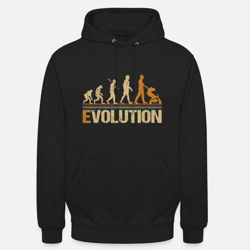 Papa père avec poussette évolution - Sweat-shirt à capuche unisexe - noir