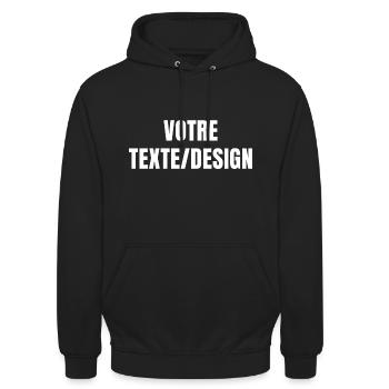 Idée Cadeau Personnalisée - Sweat-shirt à capuche unisexe - noir - Devant - Alina (178cm) & Michal (187cm)