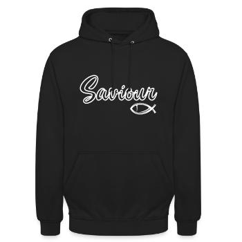 Saviour – Christian - Unisex Hoodie - black - Front - Alina (178cm) & Michal (187cm)
