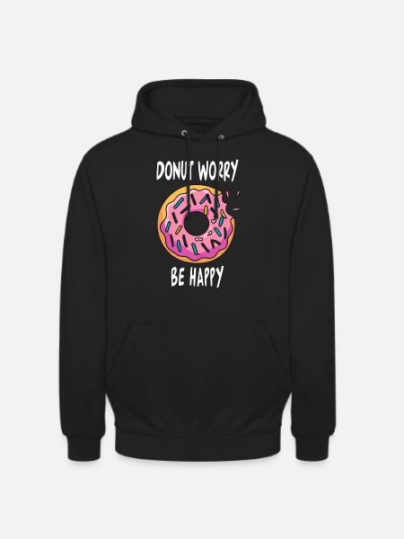 Donut Worry Be Happy - Sweat-shirt à capuche unisexe - noir