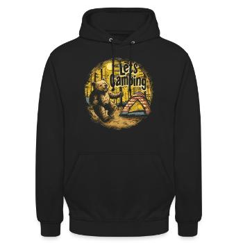 Lets Go Camping Bär - Unisex Hoodie - Schwarz - Vorne - Alina (178cm) & Michal (187cm)