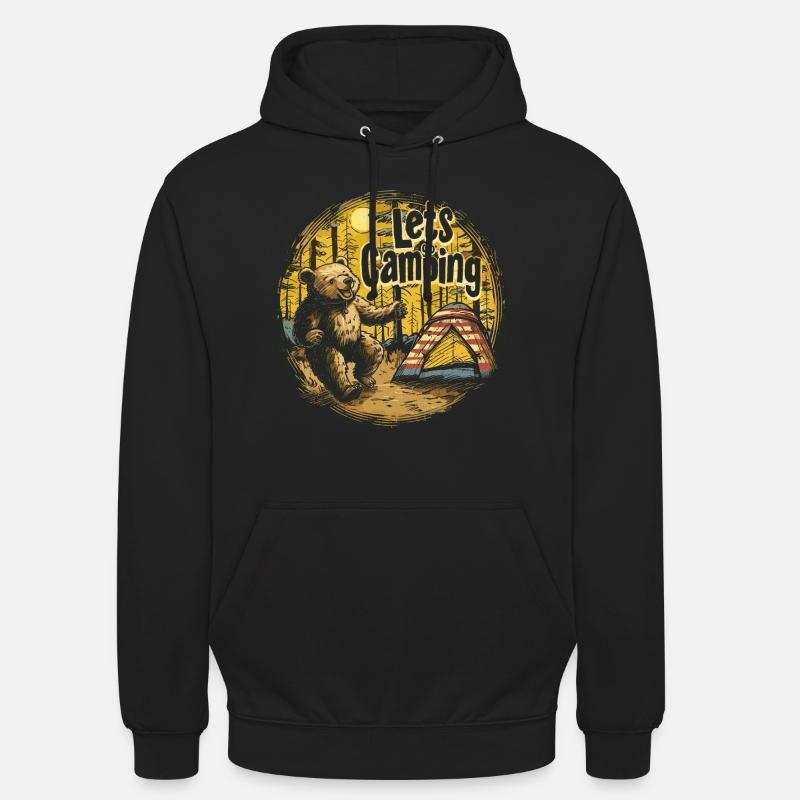 Allons camper l’ours - Sweat-shirt à capuche unisexe - noir