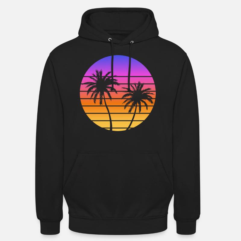 Palmiers Coucher soleil Synthwave - Sweat-shirt à capuche unisexe - noir