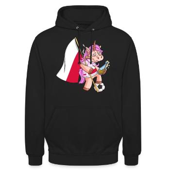 Licorne du parti polonais - Sweat-shirt à capuche unisexe - noir - Devant - Alina (178cm) & Michal (187cm)