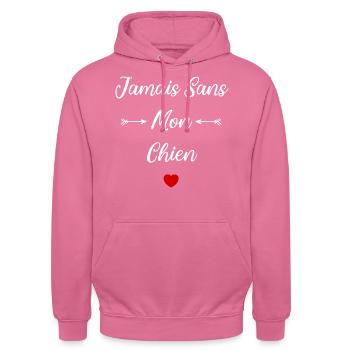 Jamais sans mon Chien - Sweat-shirt à capuche unisexe - rose - Devant - Alina (178cm) & Michal (187cm)