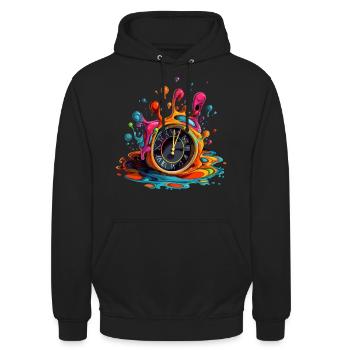 Cinq heures et douze heures et le temps fond ... - Sweat-shirt à capuche unisexe - noir - Devant - Alina (178cm) & Michal (187cm)