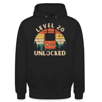 Level 20 Unlocked - Unisex Hoodie - black - Front - Alina (178cm) & Michal (187cm)