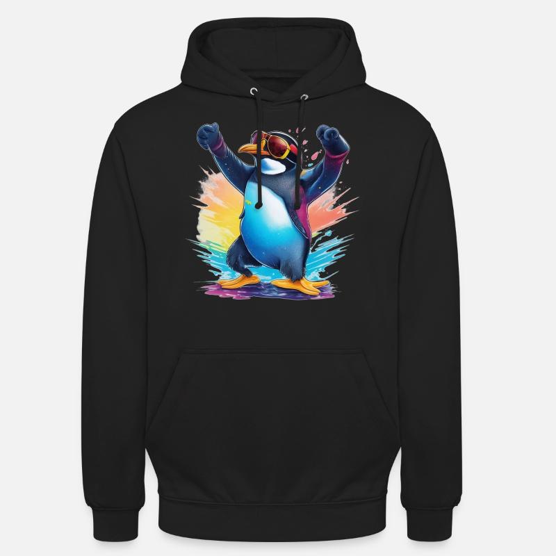 Pingouin cool - Sweat-shirt à capuche unisexe - noir