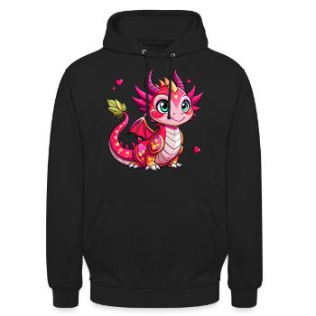 Colorful Dragon - Unisex Hoodie - black - Front - Alina (178cm) & Michal (187cm)