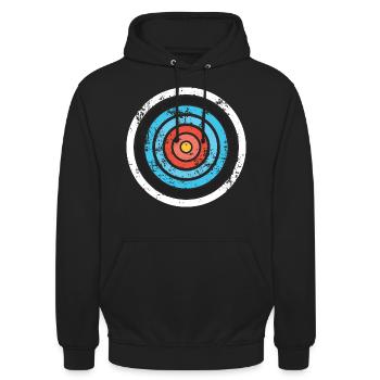 Bogenschießen Ziel Bogenschütze Bogen Pfeil Jagd Sport Geschenk - Unisex Hoodie - Schwarz - Vorne - Alina (178cm) & Michal (187cm)