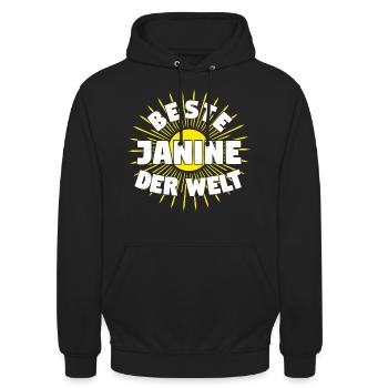 Janine - Beste Janine der Welt - Unisex Hoodie - Schwarz - Vorne - Alina (178cm) & Michal (187cm)