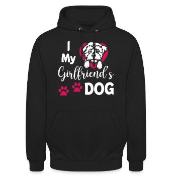 I Love My Girlfriends Dog - Unisex Hoodie - Schwarz - Vorne - Alina (178cm) & Michal (187cm)